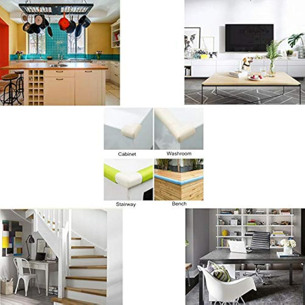 M2cbridge L Shape Extra Thick Furniture Table Edge Protectors Foam Baby Safety Bumper Guard (Off White(4m Edge + 4 Corners))