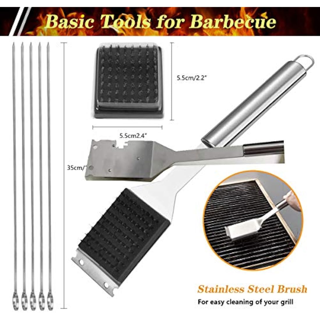 10PCS BBQ Grill Tool Set, GQC Stainless Steel Barbecue Grilling Utensils Kit with Carry Bag, Spatula, Tongs and Fork BBQ Tool Accessories for BBQ Cooking Outdoor Camping