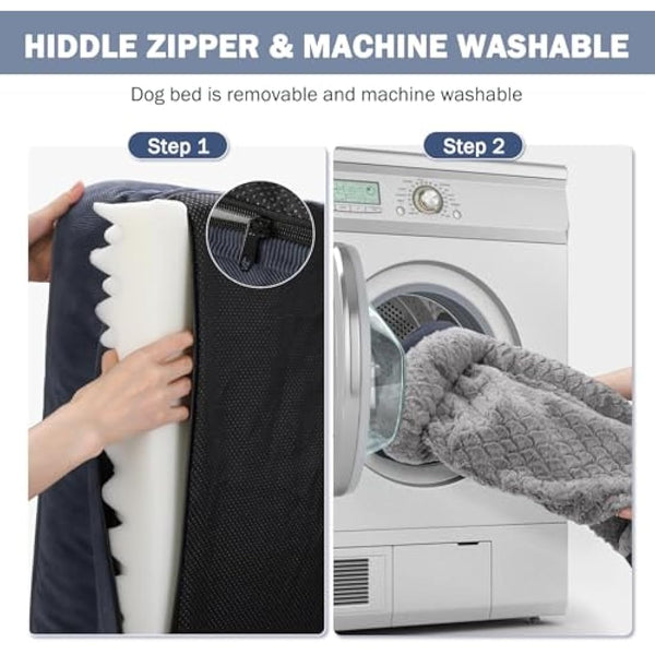 JOEJOY Medium Dog Bed, Orthopedic Memory Foam Dog Beds, Washable Pet Bed, Grey, Fits up to 30lbs, Good for Yorkshire, Chihuahua, Jack Russell Terrier, Bomei，Cat