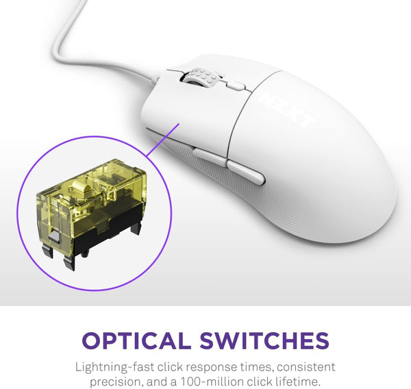 NZXT Lift 2 Ergo | Lightweight Ergonomic Wired Gaming Mouse | Lightweight 61 g Design | 8K Polling Rate | Optical Switches | 26K DPI Optical Sensor | 100% PTFE Feet | Black