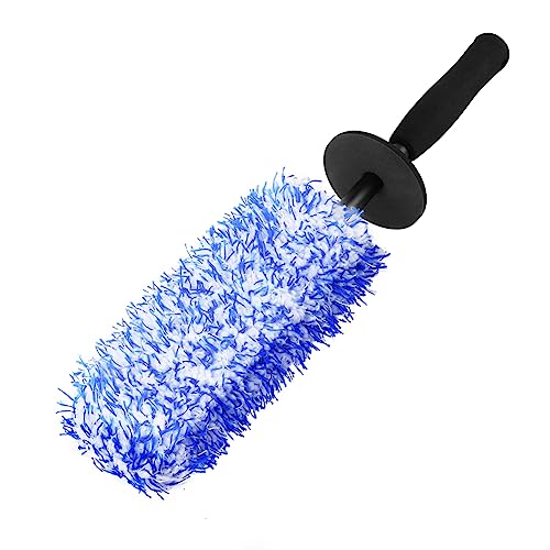 URAQT Car Wheel Brush, No Metal Wheel and Rim Detailing Brush, Car Wheel Cleaning Brush, Soft Dense Alloy Wheel Brush, Suitable for Wheels and Rims of Cars/Motorcycles/Bicycles (Black)