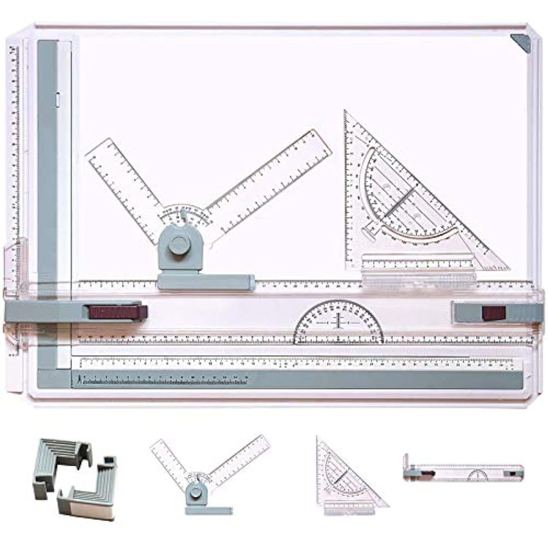 TEHEO A3 Drawing Board, Drafting Table Multi-Function Painting, Writing & Drawing Table with Parallel Motion and Adjustable Angle, Technical Drawing, Metric System Art, Architectural Graphics Supplies