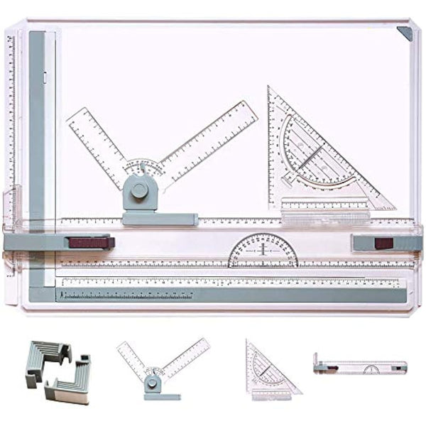 TEHEO A3 Drawing Board, Drafting Table Multi-Function Painting, Writing & Drawing Table with Parallel Motion and Adjustable Angle, Technical Drawing, Metric System Art, Architectural Graphics Supplies