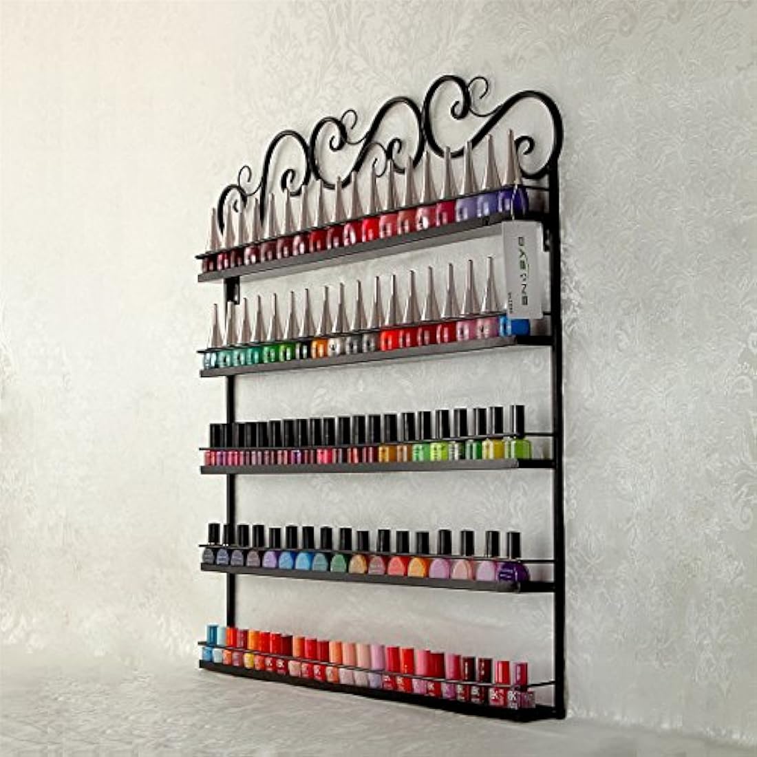 Marketero Metal Nail Polish Wall Rack Nail Polish Organizer Shelf Holds 100+ Bottles