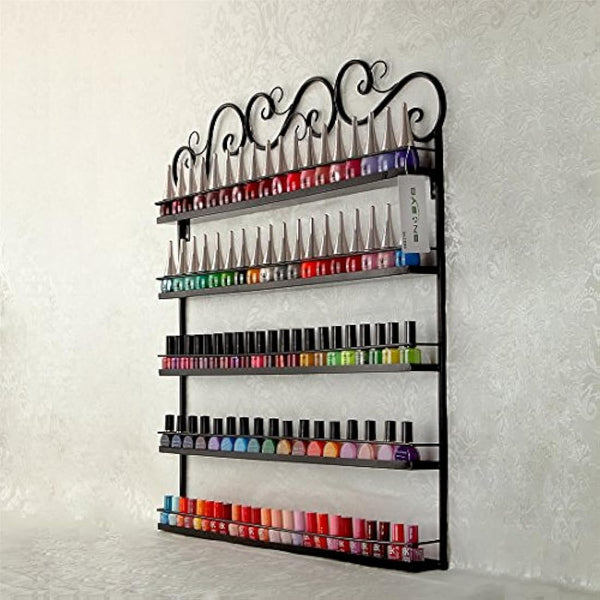 Marketero Metal Nail Polish Wall Rack Nail Polish Organizer Shelf Holds 100+ Bottles
