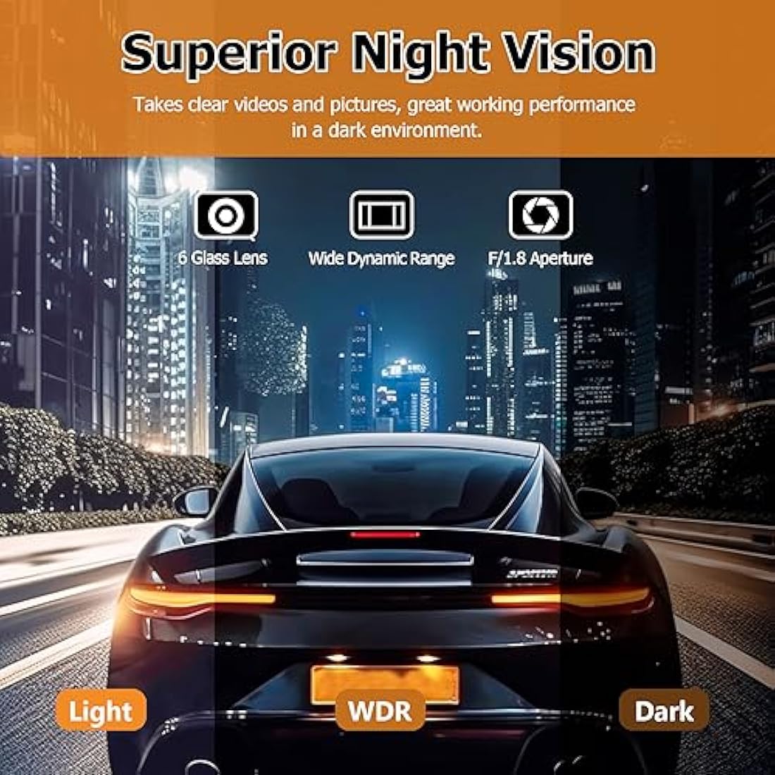 Diamond Lark Dash Cam 2K Front and 1080P Rear Built-in WiFi, Car Camera Dashcam with 32G Card, 3'' LCD Screen, 170°Wide Angle, Night Vision, WDR, 24H Parking Monitor, Loop Recording, G-Sensor