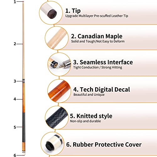 Aklot Pool Cue,Cue Sticks 58" Pool Cues Adult Canadian Maple Wood Cue Stick for Professional Billiard Players 20 21 oz