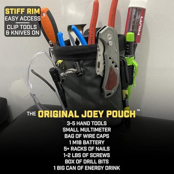Joey Pouch | Clip-On Tool Belt Bag for Tools, Screws, and Nails - Great for an Electrician, HVAC Tech, Plumber, Carpenter, Contractor, Handy Man, and Any Tradesperson Who Wears a Small Utility Pouch