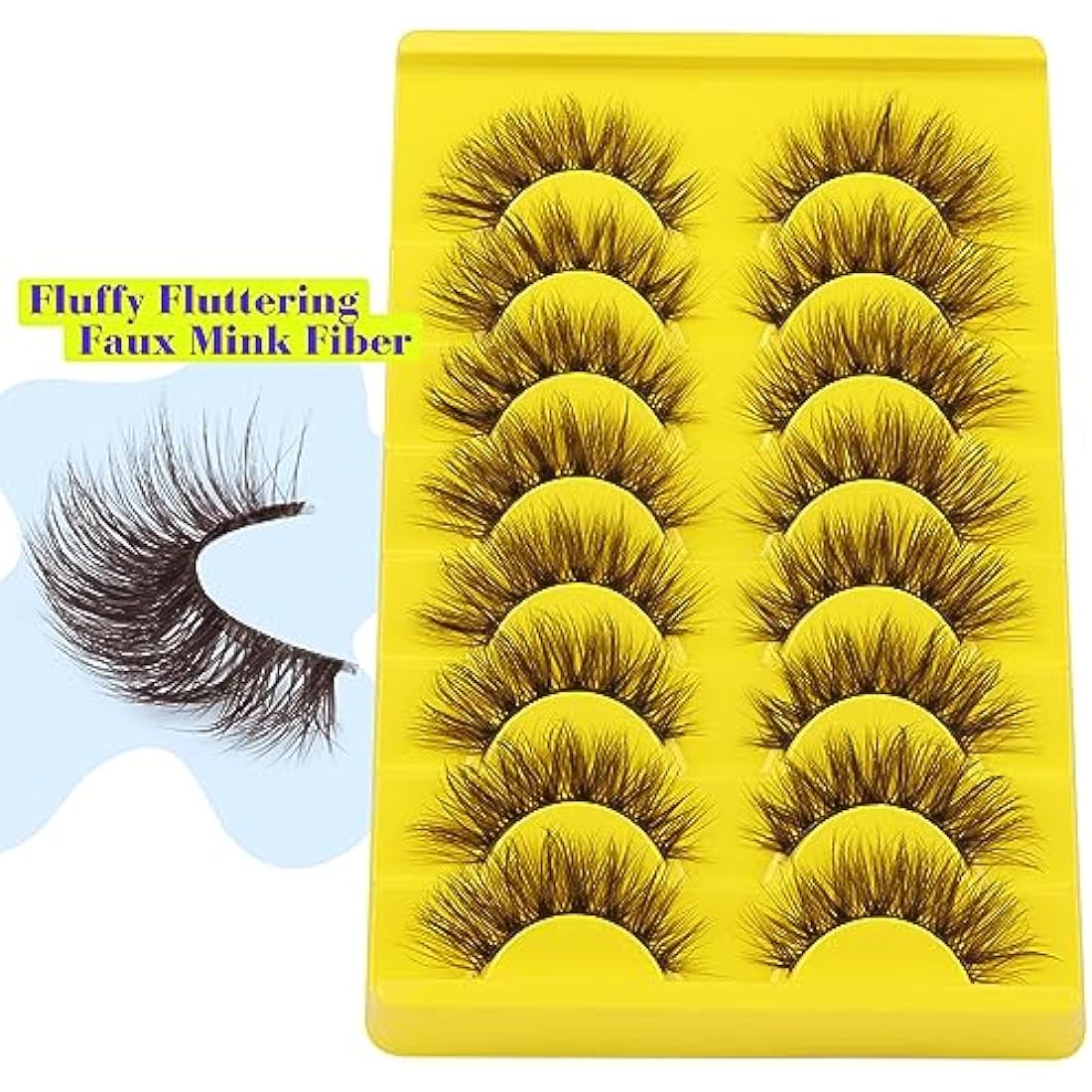 ALICE Brown Lashes False Lashes Natural Look 17mm Eyelashes Cat Eye Faux Mink Lashes with Clear Band Wispy Fake Eyelashes Lash Strips 8 Pairs