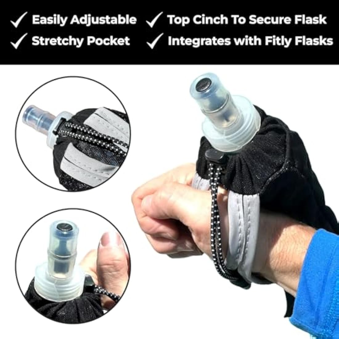 FITLY Soft Water Bottle | Shrink As You Drink Soft Flask for Hydration Pack | Folding Water Bottle Ideal for Running, Hiking, Cycling, Climbing & Rigorous Activity