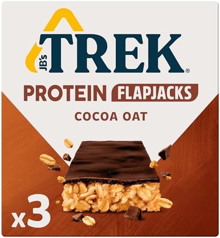 JB's Trek Cocoa Chocolate Flavour Topped Oat Protein Flapjacks, 150 g, Pack of 12