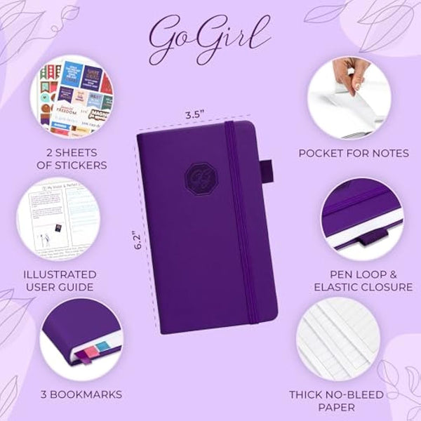 GoGirl Planner and Organizer for Women – Pocket Weekly Planner, Goals Journal & Agenda for Time Management & Productivity. Undated (Purple)