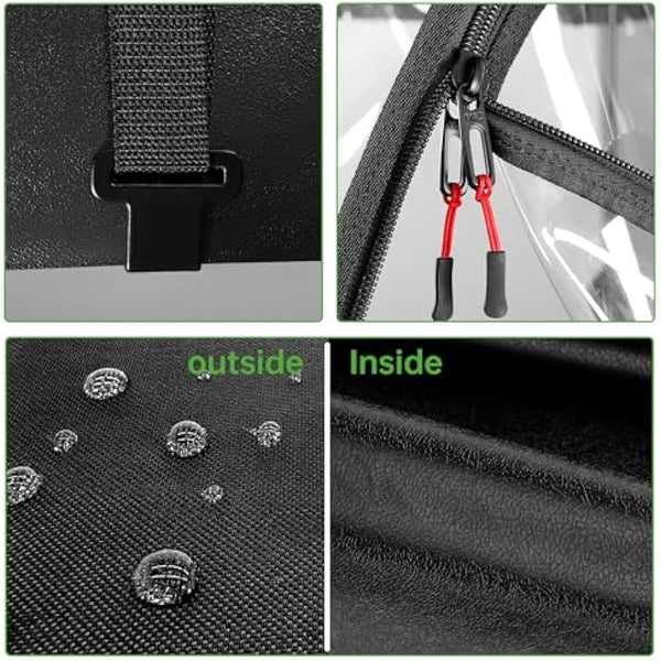 10L0L Golf Cart Enclosure Fit for 2 Passengers EZGO TXT RXV,600D Waterproof Snowproof Golf Buggy Keep Warm Cover, 2 Door Zippers 4-Side Clear Window and 4 Windproof Hooks Golf Cart Rain Cover, Black