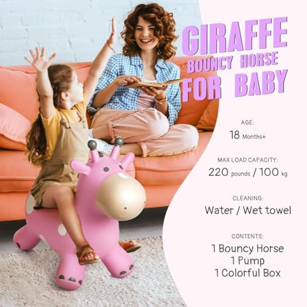 Animal Hopper for Kids, Toddler Ride-on Giraffe, Bouncy Horse Hopper, Jumping Horse, Hopping Toys Gift for Boys Girls,Inflatable Hopper Bouncy