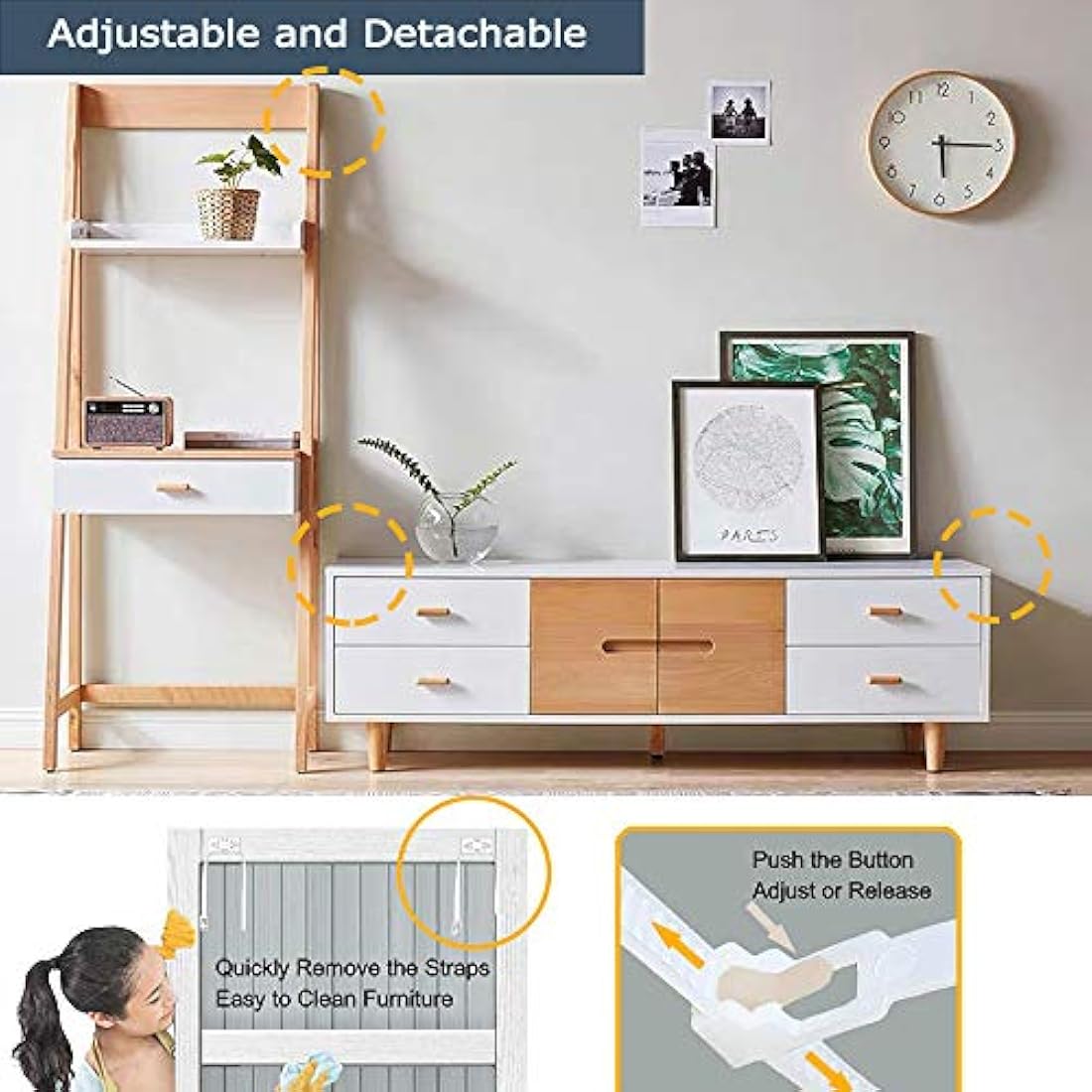 Furniture Straps (20packs), Baby Proofing Anti-Tip Furniture Anchor Straps kit, Falling Furniture Prevention Device, Safety Furniture Wall Anchors for Baby Proofing & Pet Protecting,White