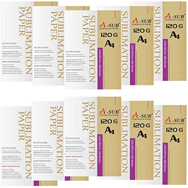 A-SUB Sublimation Paper A4, 210x297mm, 1000 Sheets, 120gsm, Compatible with EPSON, SAWGRASS, RICOH, Brother Sublimation Printers