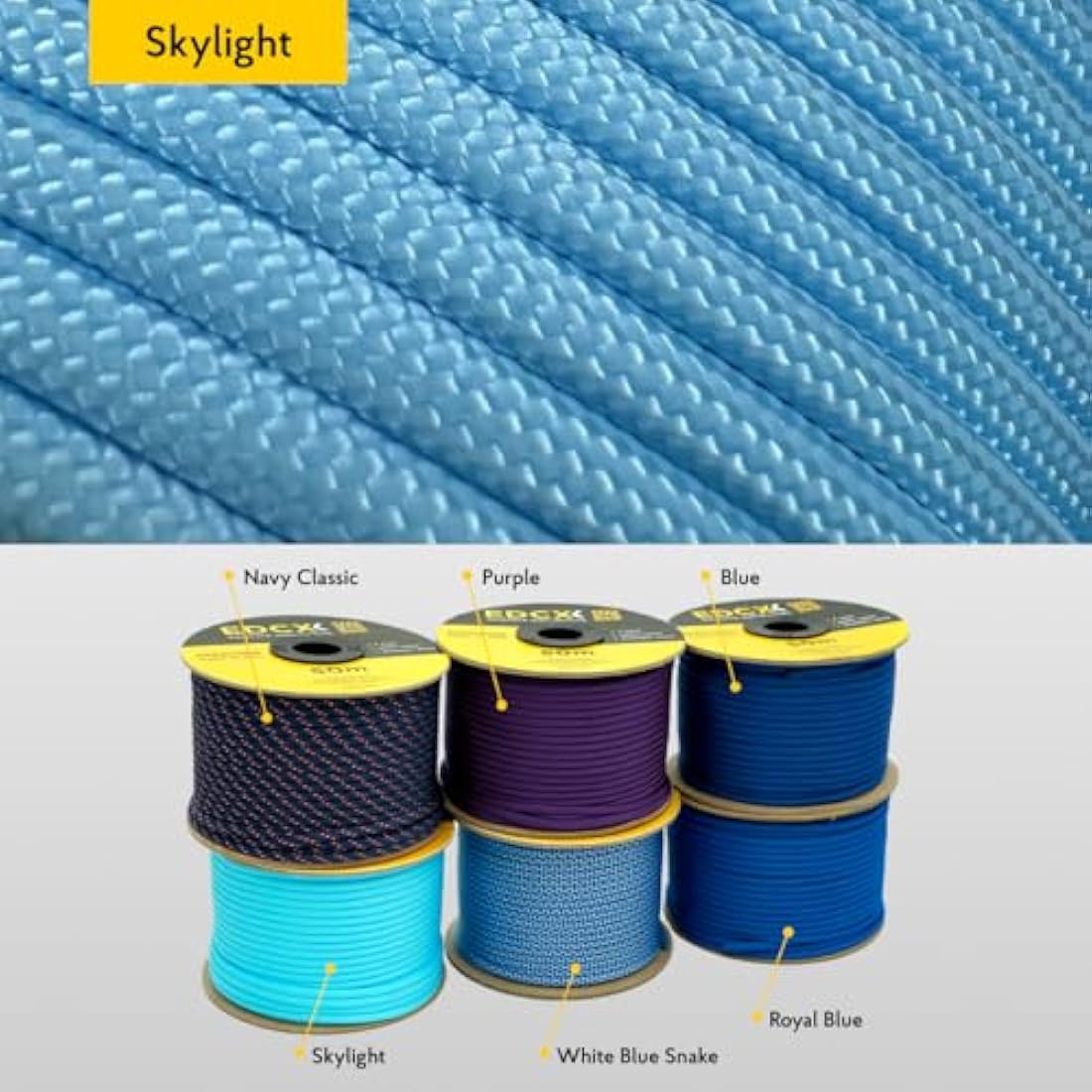 EdcX 4mm Rope 550 - Type III, 100% Rope, 7 Strand Rope, 4mm Rope in Solid Colors