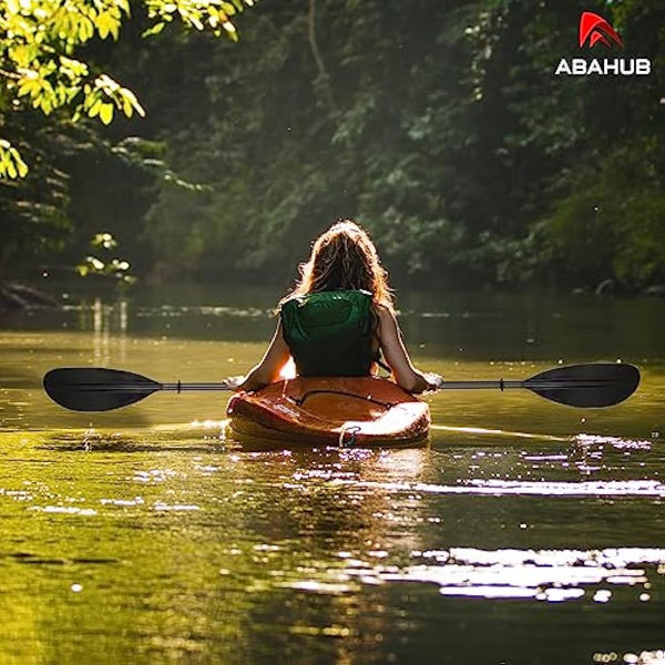 Abahub 3-Piece Kayak Paddle Carbon Adjustable 220 cm to 240 cm Double Paddle with Paddle Leash for Kayaking Rowing Boat, Carbon Shaft Plastic Blades Black/White/Blue/Green/Orange/Yellow/Turquoise