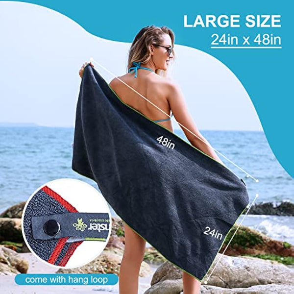 4Monster 6 Pack Microfibre Gym Towel with Accessory Bag, Quick Dry Travel Towel Super Lightweight, Ultra Absorbent for Sports Yoga Swimming Hiking Bath and Pool (6Pack, Army Green)