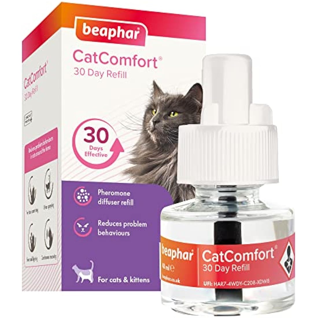 Beaphar | CatComfort Calming Diffuser Refill | Reduces Anxiety & Stress in Cats | Helps Ease Fear of Fireworks | Covers 70m² Area | Lasts Up To 30 Days