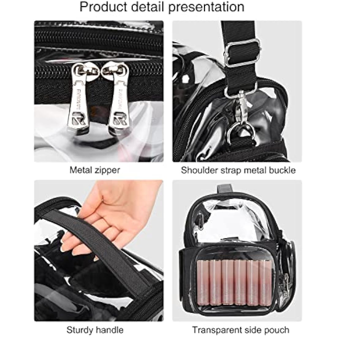 Relavel Makeup Brush Case, Large Makeup Brush Holder Professional Makeup Artist Travel Case Clear Waterproof Cosmetic Organizer Bag, Full Open Easy to Access, with Adjustable Strap and Dividers