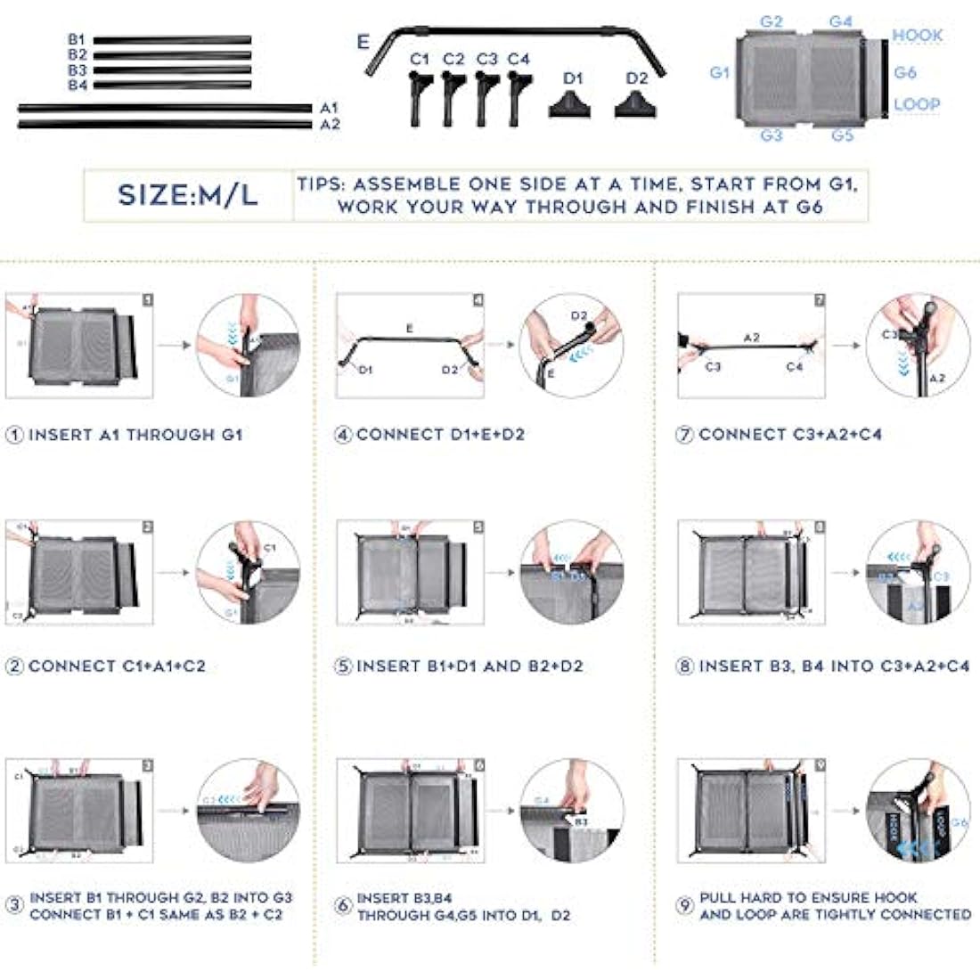ANWA Elevated Dog Bed Large Size, Raised Dog Bed Outdoor Use, Portable Dog Cot Large Dogs