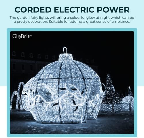 GloBrite 1000 LED Fairy Lights - Versatile with 8 Modes, Outdoor and Christmas Tree Lights - Waterproof, Cool White