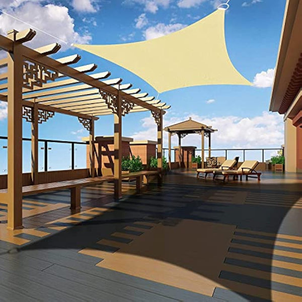 Ankuka Sun Shade Sail 3m x 4m Beige Rectangular Waterproof Garden Sun Sail Outdoor Patio Party Sunscreen Awning Canopy 98% UV Block With Rope