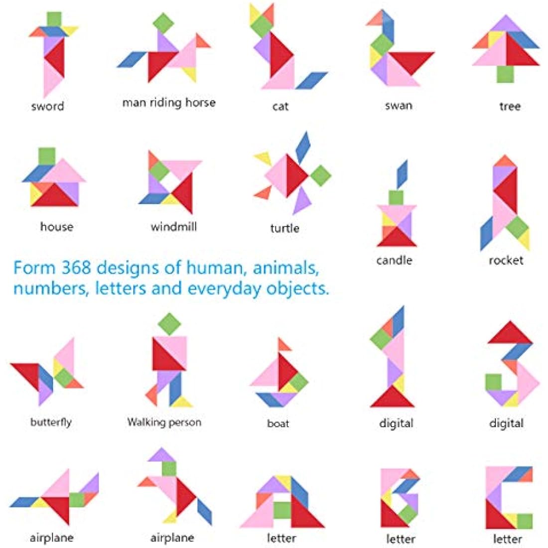 Coogam Travel Tangram Puzzle with 3 Set of Magnetic Tangram - Road Trip Tangoes Jigsaw Shapes Dissection Games with Solution - IQ Book Educational Toy Brain Teaser Gift for Kid Adult Challenge