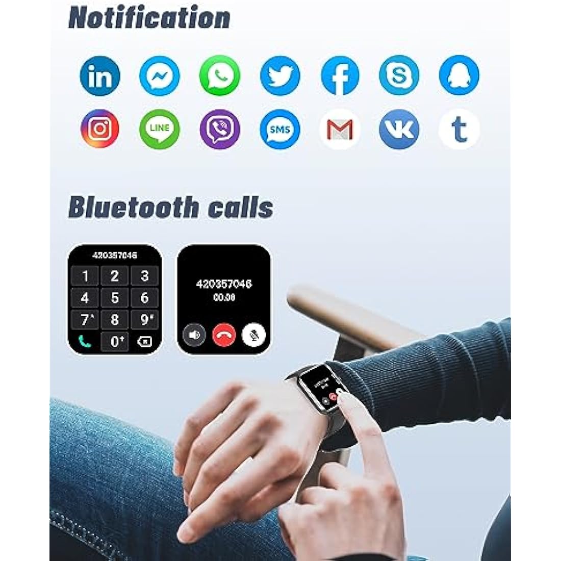 GRV Smart Watch Answer Dial Call,Smart Watches for Women Men with Heart Rate Monitor,Step Counter,Sleep Tracker,Sports Fitness Tracker Watch Call SMS Notification Smartwatch for Android iOS Phone