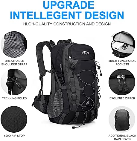 INOXTO lightweight Hiking Backpack 35L/40L Hiking Daypack with Waterproof Rain Cover for Travel Camping Outdoor Men and Women