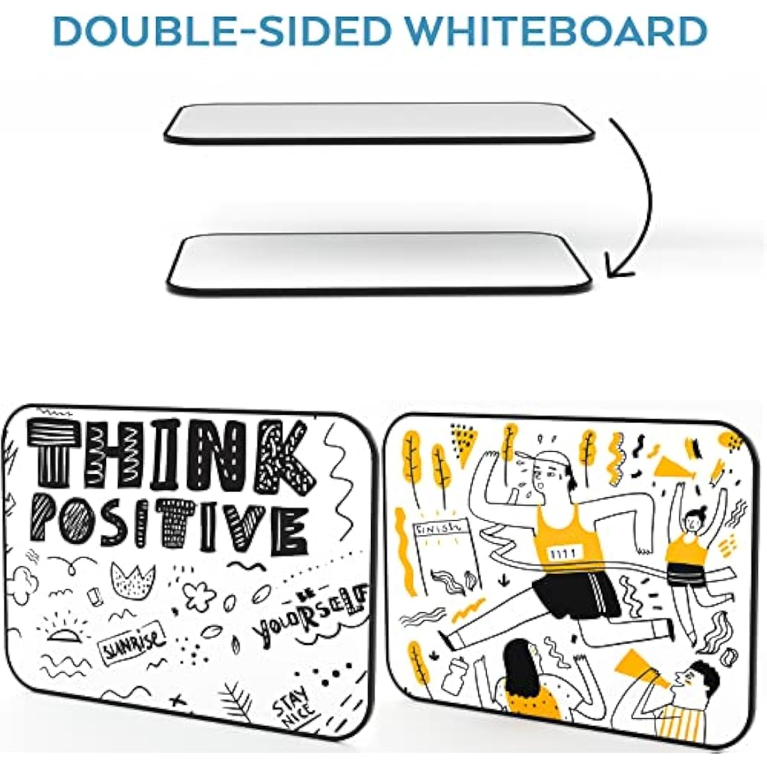 Nicpro Dry Erase Whiteboard A4, Magnetic Double Sided 21 x 30 cm White Board with Black Border, Including 8 Water-Based Pens and 1 Eraser for Kid Writing & Drawing Student School, Home, Classroom Use