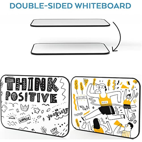 Nicpro Dry Erase Whiteboard A4, Magnetic Double Sided 21 x 30 cm White Board with Black Border, Including 8 Water-Based Pens and 1 Eraser for Kid Writing & Drawing Student School, Home, Classroom Use