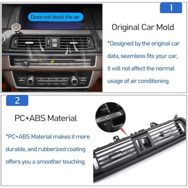 TTCR-II Front Air Grille, AC Vent Replacement Compatible with 5 series F10/F11, Middle Center Console Air Vent(Fit: 5 series 520 523 525 528 530 535 550 2010-2016)
