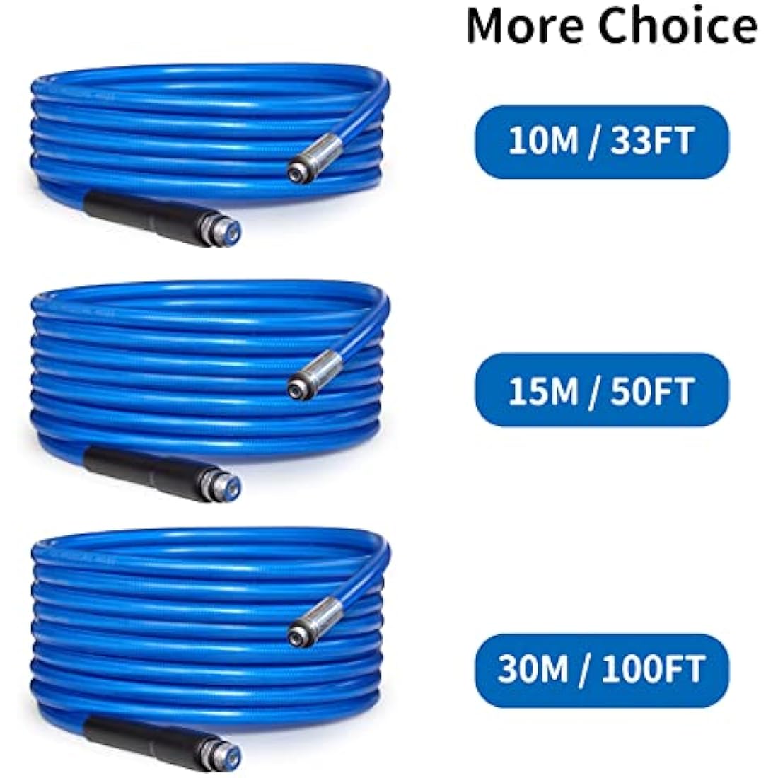 30M High Pressure Washer Drain 3000 PSI/180bar Hose Cleaning Kit Sewer Jetter Kit for Karcher K2 K3 K4 K5 K6 K7 Series & Bosch AQT Household Use Pressure Washer