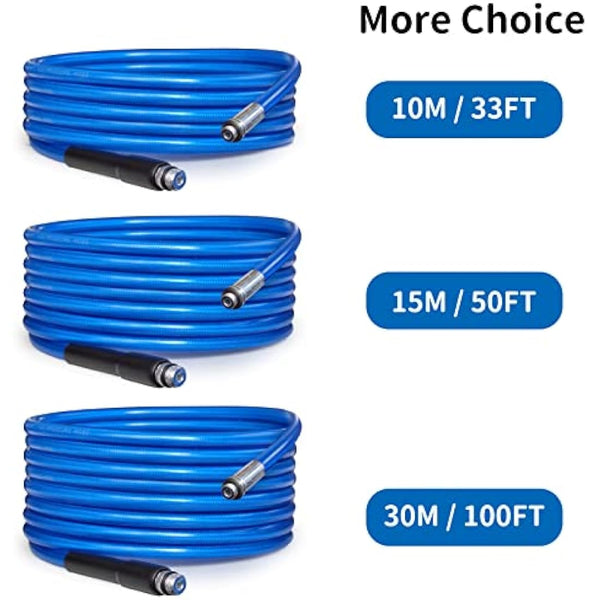 15M High Pressure Washer Drain 3000 PSI/180bar Hose Cleaning Kit Sewer Jetter Kit for Karcher K2 K3 K4 K5 K6 K7 Series & Bosch AQT Household Use Pressure Washer