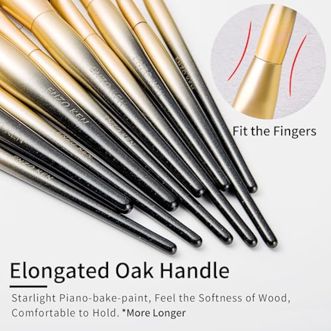 ENZO KEN Natural Sable Hair Makeup Brush Set Professional, Cosmetic Brushes Makeup Set with Gift Box, Natural Hair Makeup Brushes Set with Present Box, Make up Brushes Set. Black Gold