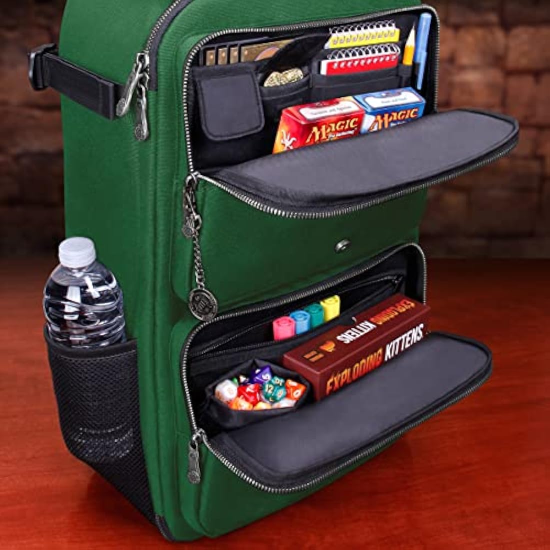 ENHANCE MTG Backpack - Collector's Edition TCG Backpack for Deck Boxes, Sleeved Cards, Playmats, MTG Accessories - Customizable Card Organization with Built-in Defender Screen (Dragon Green)
