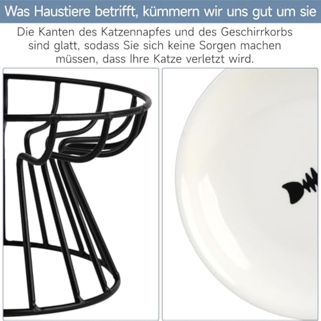 Dorakitten 4Pcs Cat Bowl, Ceramic Raised Cat Food Bowl, Elevated Pet Bowl,Anti Vomiting Cat Feeding Bowl, Non Slip Cat Dish, Protect Pet's Spine Make Cats Feel Comfortable, Dishwasher Safe