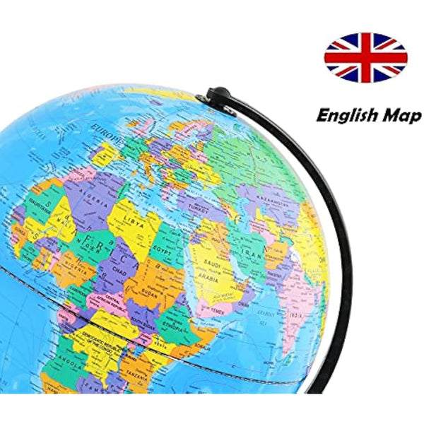 Exerz 30CM Educational Globe - Large World Globe Swivel Rotating Political Map - Diameter 30cm