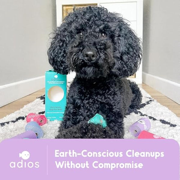 Adios - Compostable Dog Poop Bags, 360 Count (24 Rolls) - Rainbow Colours - Extra Thick, Leakproof, Odour Proof Dog Waste Bags - Made from Compostable Cornstarch - Easy Tear Rolls, Packaging May Vary