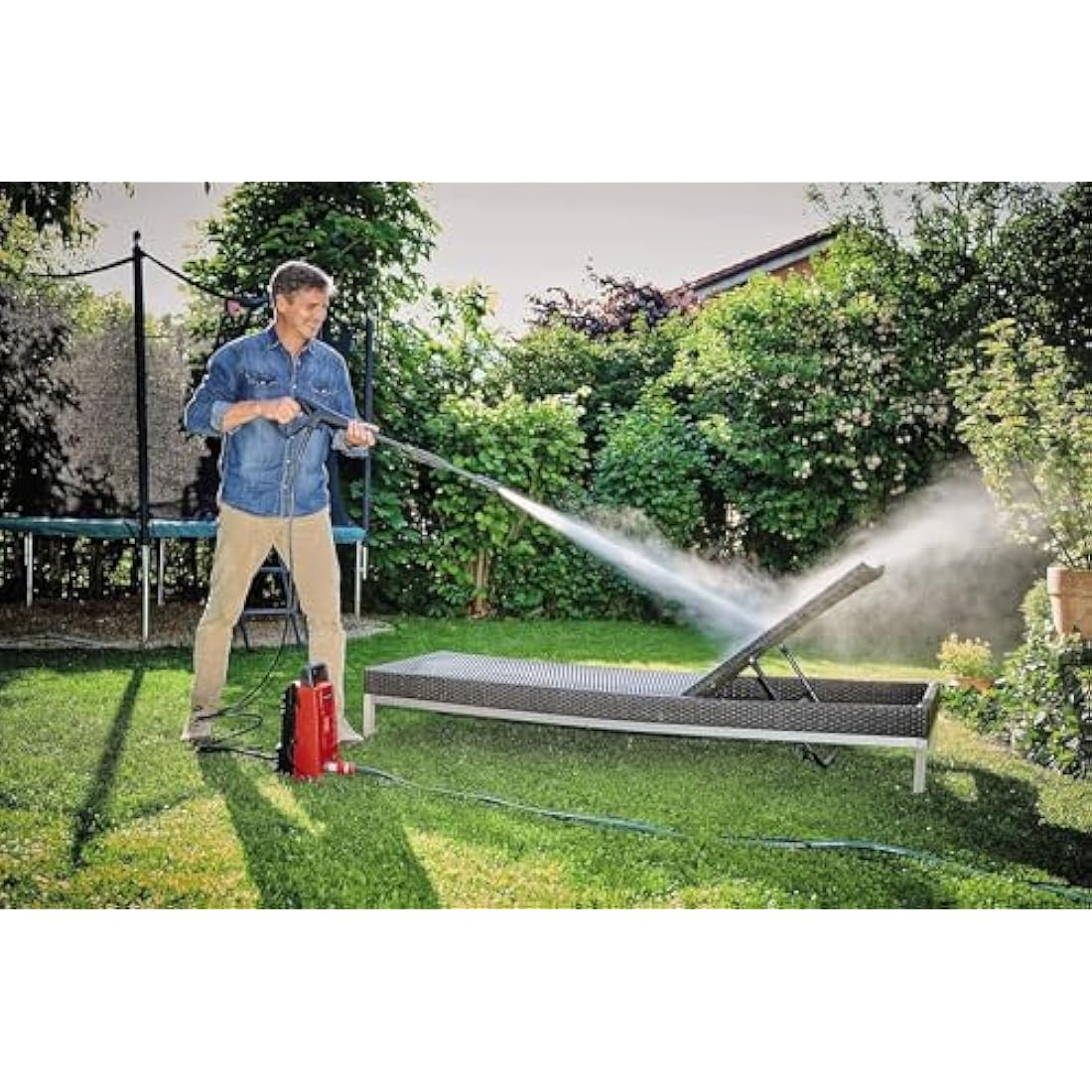 Einhell High-pressure cleaner TC-HP 90 (1200 W, max. 90 bar, output max. 372 l/h, carry-handle, water connection + integrated filter, complete with gun, hose, lance + nozzle)