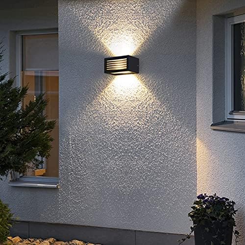 HLFVLITE Outdoor Wall Light, Aluminum Outside Wall Lamp Up & Down Modern Exterior Wall Sconce, IP54 Waterproof, Anthracite Grey