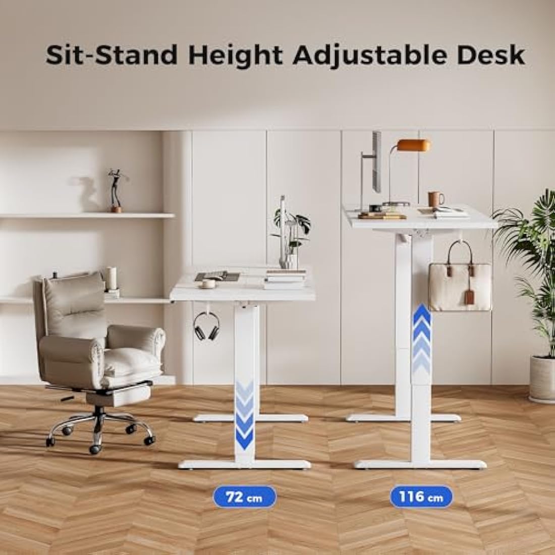 Agilestic Electric Standing Desk, 120 x 60 cm Height Adjustable Sit Stand Desk with Splice Board and Memory Smart Pannel, Home Office Desk, White