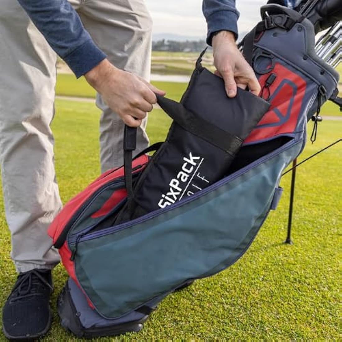 Golf Cooler Bag - Keeps Drinks Cold for Hours - Fits Discreetly in Any Golf Bag - Includes Ice Packs - Soft Cooler Holds 6 Beer Cans or 2 Wine Bottles - Golf Accessories for Men