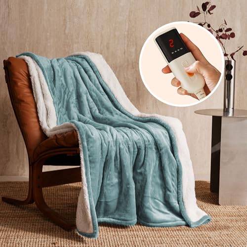 JET'S HOME Electric Blanket 130x160cm - Heated Blanket 6 Heat Settings Digital Controller Adjustable Timer up to 10 Hours - Heated Throw Machine