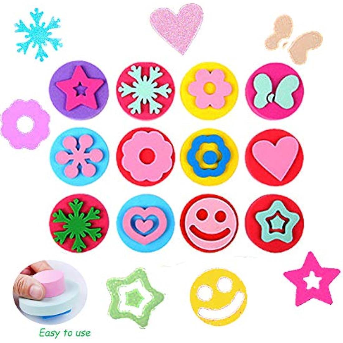 FOVERN1 60 Pieces Sponge painting for Toddlers, Painting Brushes Kits for Kids, Foam Paint Brushes Set, Paint Cups with 1 PCS Waterproof Paint Apron