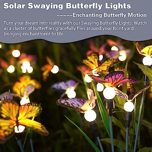 DooYard Solar Garden Lights, Upgraded Swaying Butterfly Light,Outdoor Light, Decorative Lights Yard Patio Pathway Decoration, Larger Solar Panel & Better Sway Effect (4 Pack)