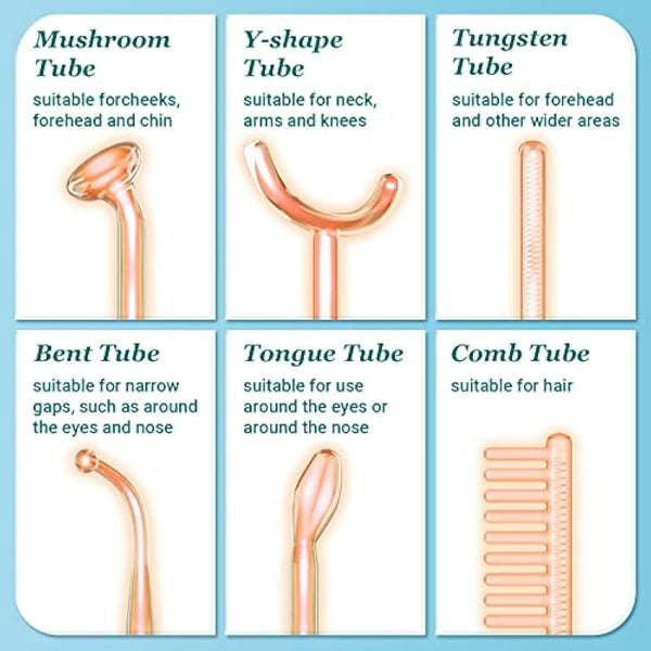 High Frequency Wand - UUPAS High Frequency Facial Wand with 6 Different Neon Tubes for Face/Hair/Body - Home Use Skin Tightening Machine Device for Acne Firming Skin Rejuvenation Wrinkle Removal