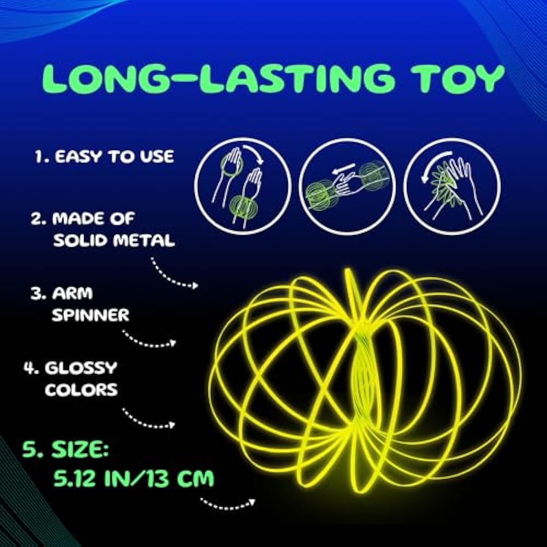 GLOZI Geometric Magic Glow in the Dark Flow Ring - Easy to Use - 3D Arm Spinner Bracelet, Fidget Spinner Toy for Kids and Adults (Pink)